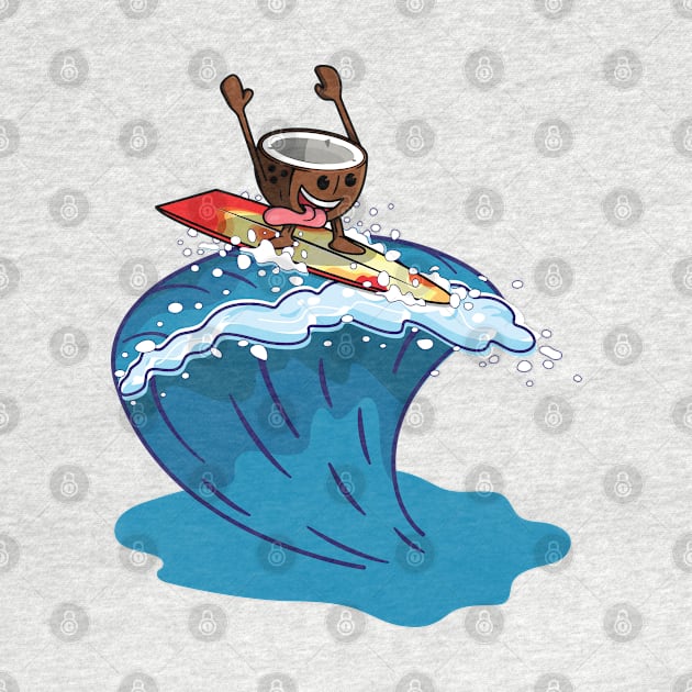 Cute coconut surfing in a giant wave by TTirex